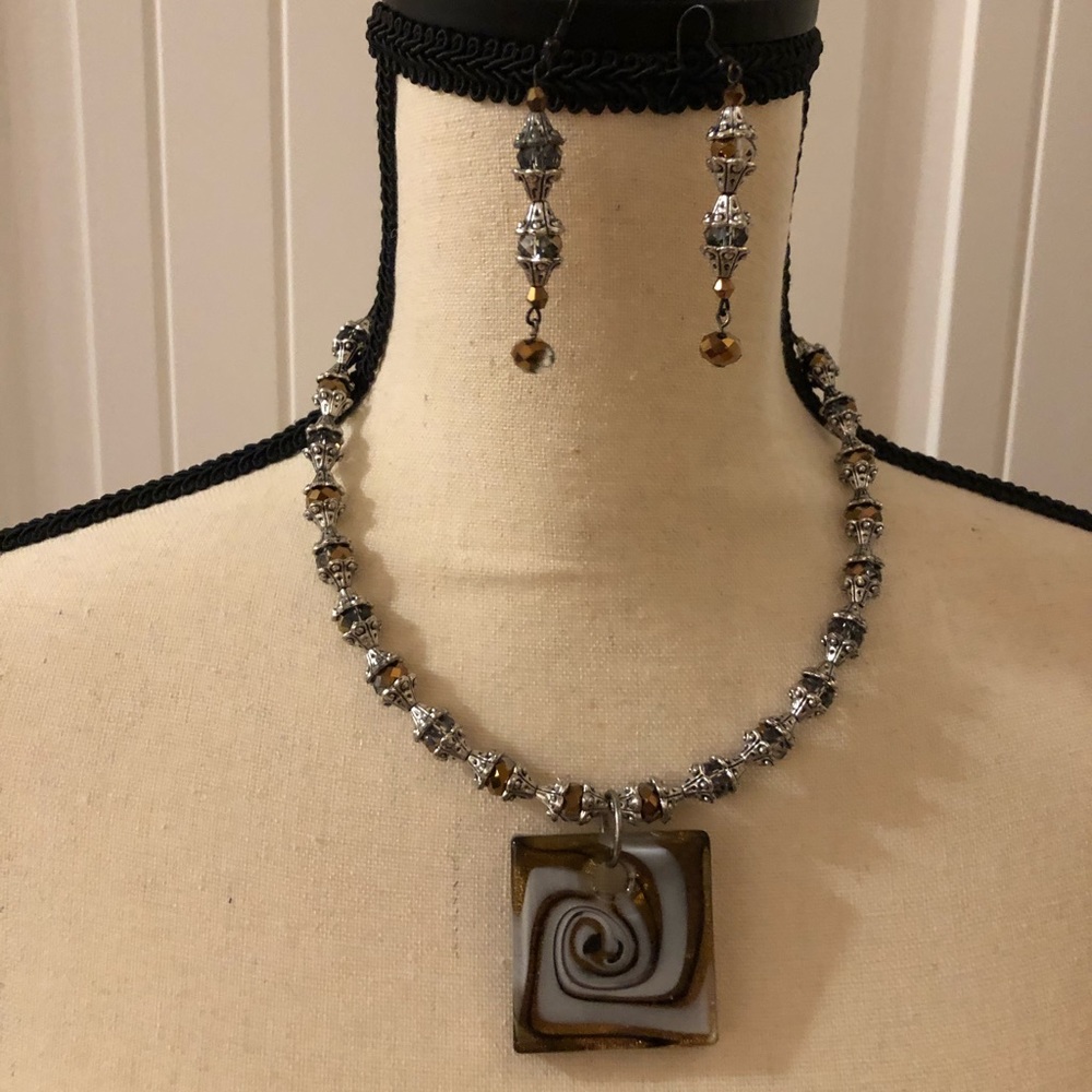 Glasshouse custom made necklace and earring set
